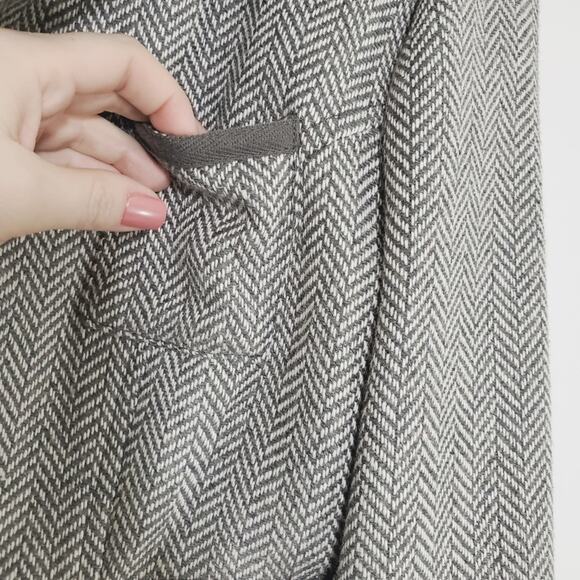 Tulle | Wool Blend Herringbone Pattern Contrast Trim Blazer - Picture 7 of 8